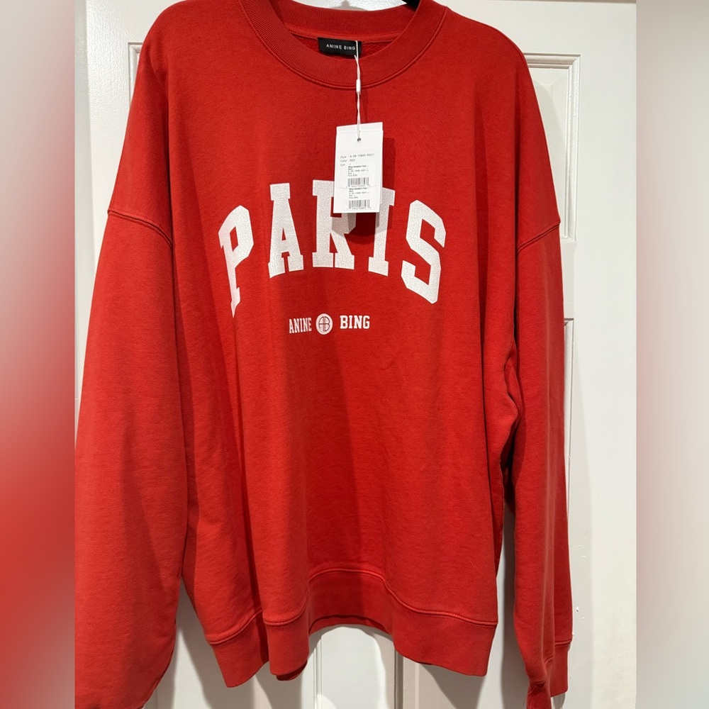 BNWT anine bing PARIS red sweatshirt size large
